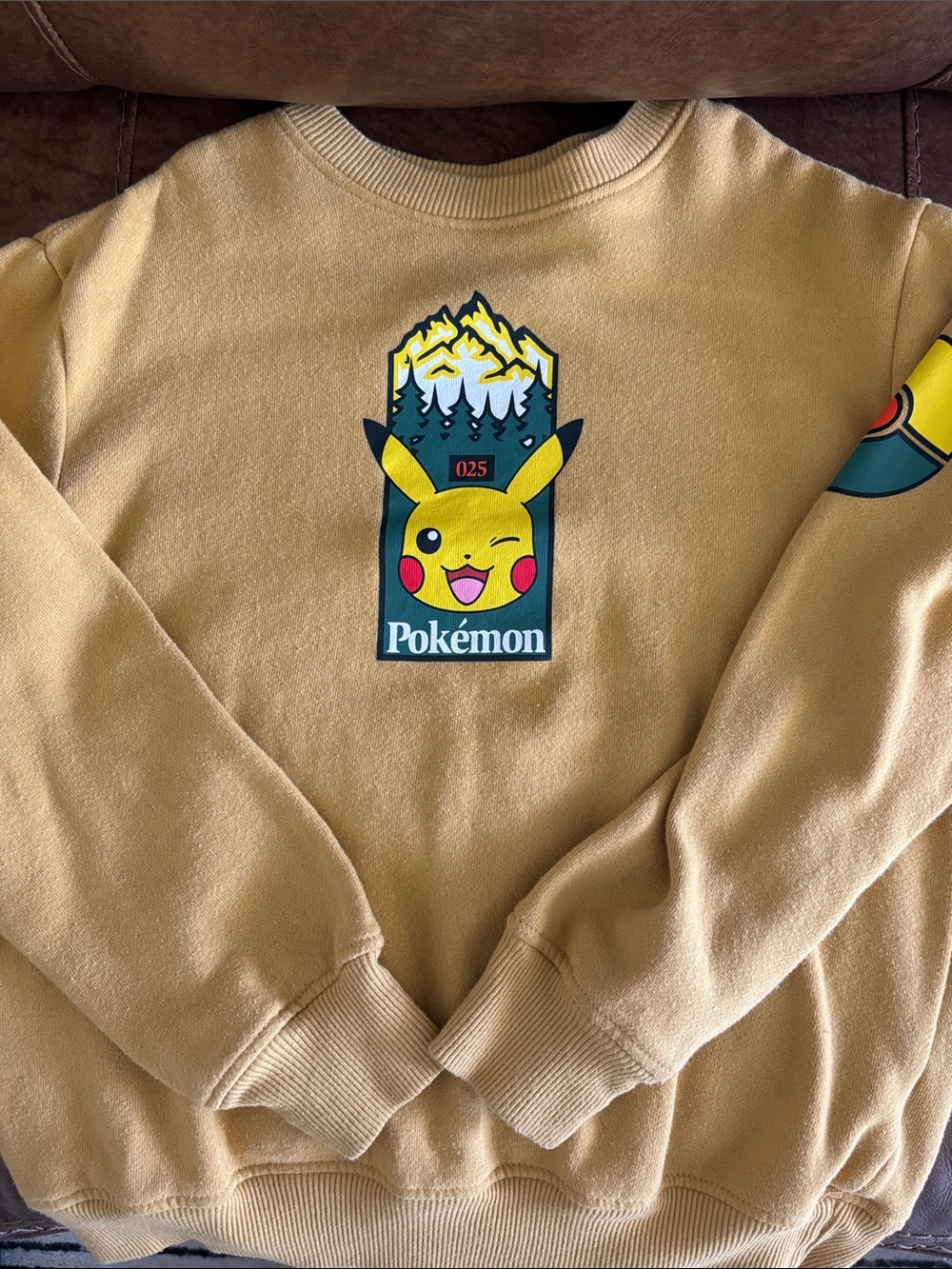 Pikachu Graphic Crewneck Sweater in Mustard Yellow